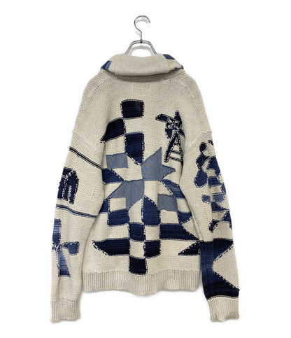 美品 POLO RALPH LAUREN カーディガン COTTON BLEND GRAPHIC CARDIGAN NAT メンズ SIZE L ポロ・ラルフローレン