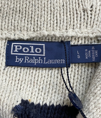 美品 POLO RALPH LAUREN カーディガン COTTON BLEND GRAPHIC CARDIGAN NAT メンズ SIZE L ポロ・ラルフローレン