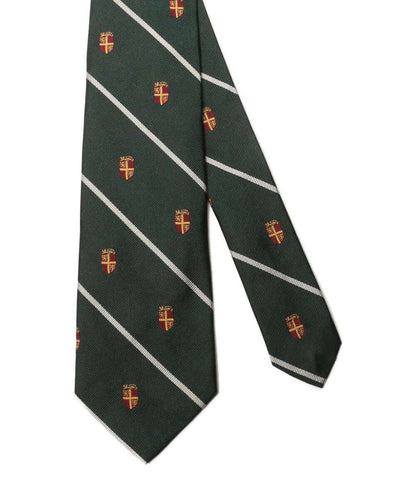 美品 POLO RALPH LAUREN ネクタイ ストライプド シルク レップ クラブ ダークグリーン メンズ ポロ・ラルフローレン