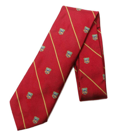 美品 POLO RALPH LAUREN ネクタイ ストライプド シルク レップ クラブ レッド メンズ ポロ・ラルフローレン