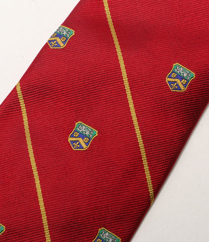 美品 POLO RALPH LAUREN ネクタイ ストライプド シルク レップ クラブ レッド メンズ ポロ・ラルフローレン