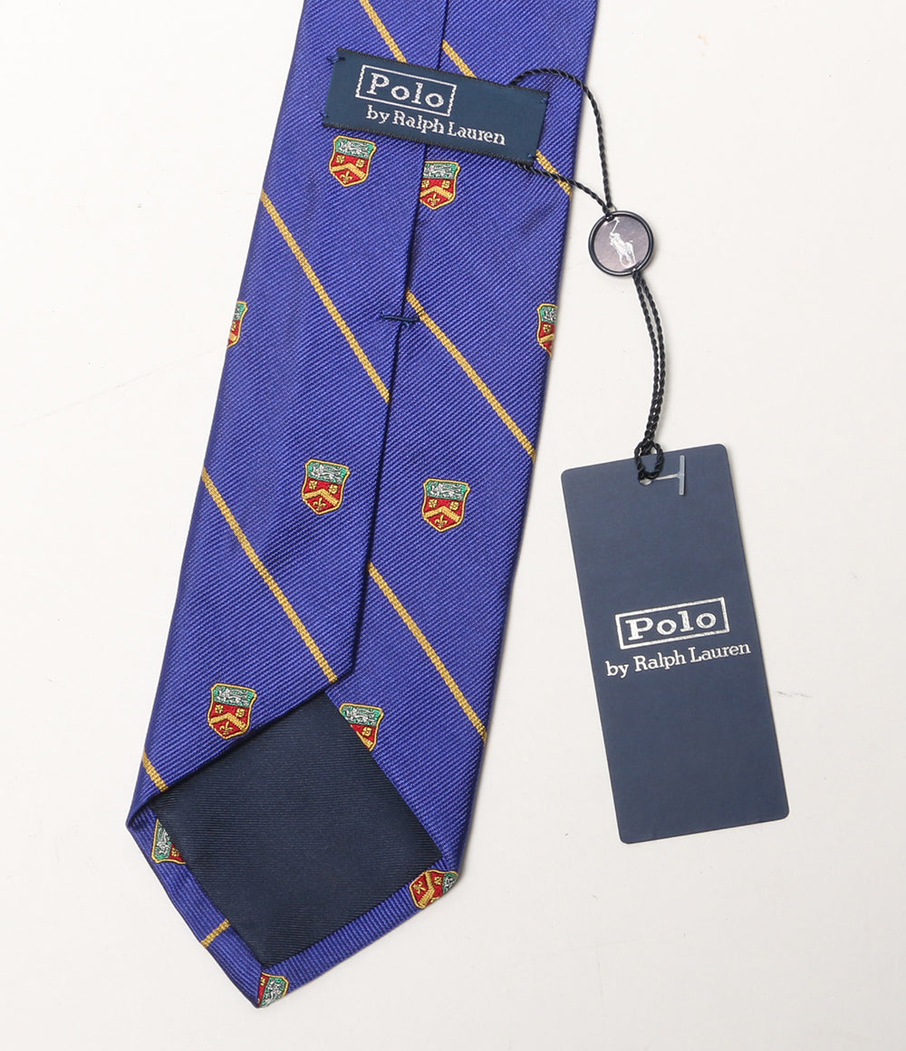美品 POLO RALPH LAUREN ネクタイ ストライプド シルク レップ クラブ ブルー メンズ ポロ・ラルフローレン