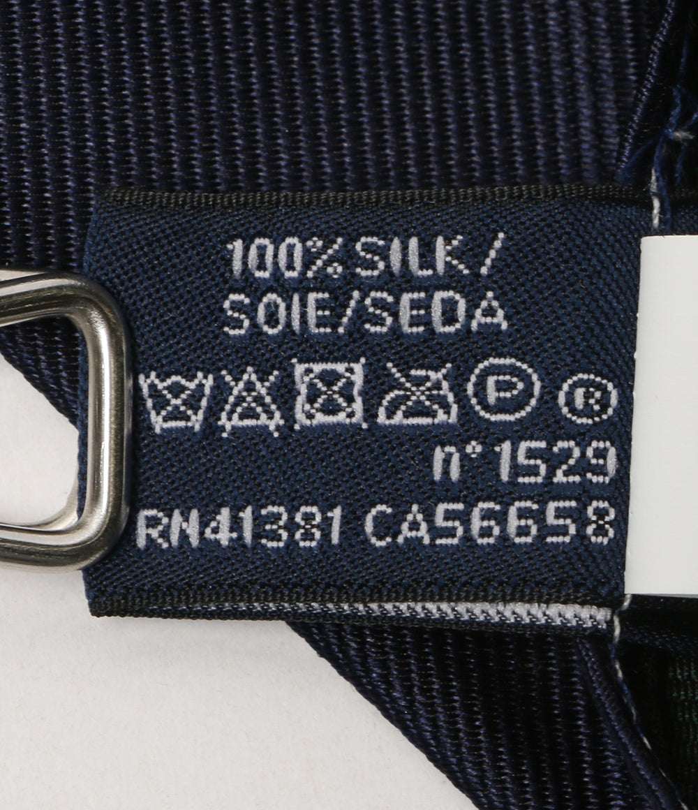 美品 POLO RALPH LAUREN ネクタイ ストライプド シルク ネイビー×グリーン メンズ ポロ・ラルフローレン