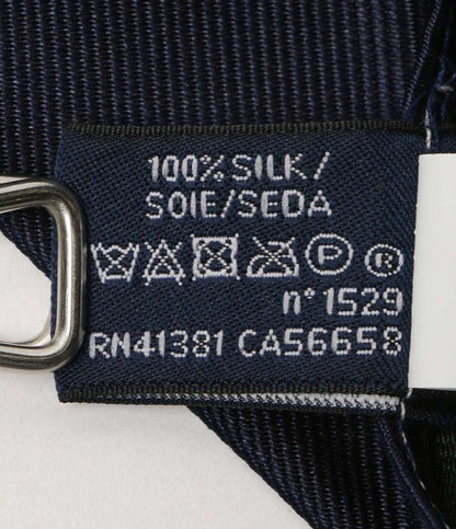 美品 POLO RALPH LAUREN ネクタイ ストライプド シルク ネイビー×グリーン メンズ ポロ・ラルフローレン