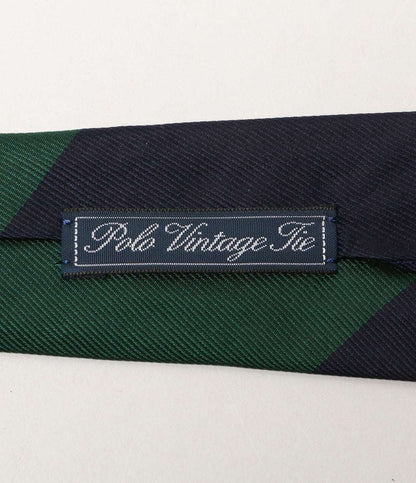美品 POLO RALPH LAUREN ネクタイ ストライプド シルク ネイビー×グリーン メンズ ポロ・ラルフローレン