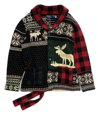 POLO RALPH LAUREN カーディガン PATCHWORK WOOL CARDIGAN BELTED メンズ SIZE L ポロ・ラルフローレン