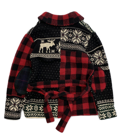 POLO RALPH LAUREN カーディガン PATCHWORK WOOL CARDIGAN BELTED メンズ SIZE L ポロ・ラルフローレン