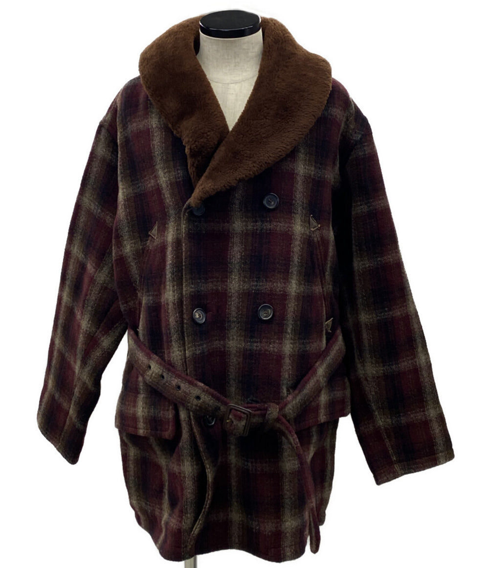 美品 POLO COUNTRY ポロカントリ― ピーコート シアリングカラー チェック ランチ ボア 2024 メンズ SIZE L