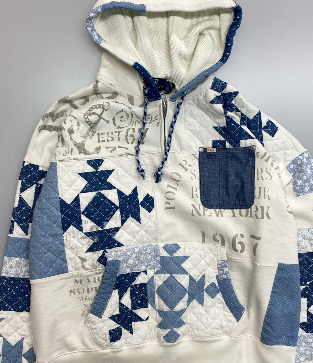 美品 POLO RALPH LAUREN パーカー VINTAGE FIT パッチワーク フリース フーディー メンズ SIZE XL ポロ・ラルフローレン