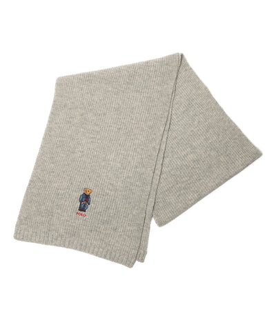美品 POLO RALPH LAUREN ポロベア ニット マフラー ヘザーグレー メンズ ポロ・ラルフローレン