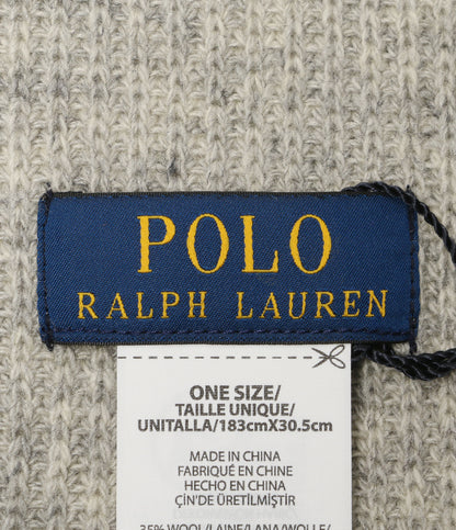 美品 POLO RALPH LAUREN ポロベア ニット マフラー ヘザーグレー メンズ ポロ・ラルフローレン