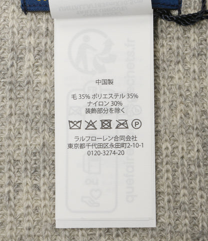 美品 POLO RALPH LAUREN ポロベア ニット マフラー ヘザーグレー メンズ ポロ・ラルフローレン