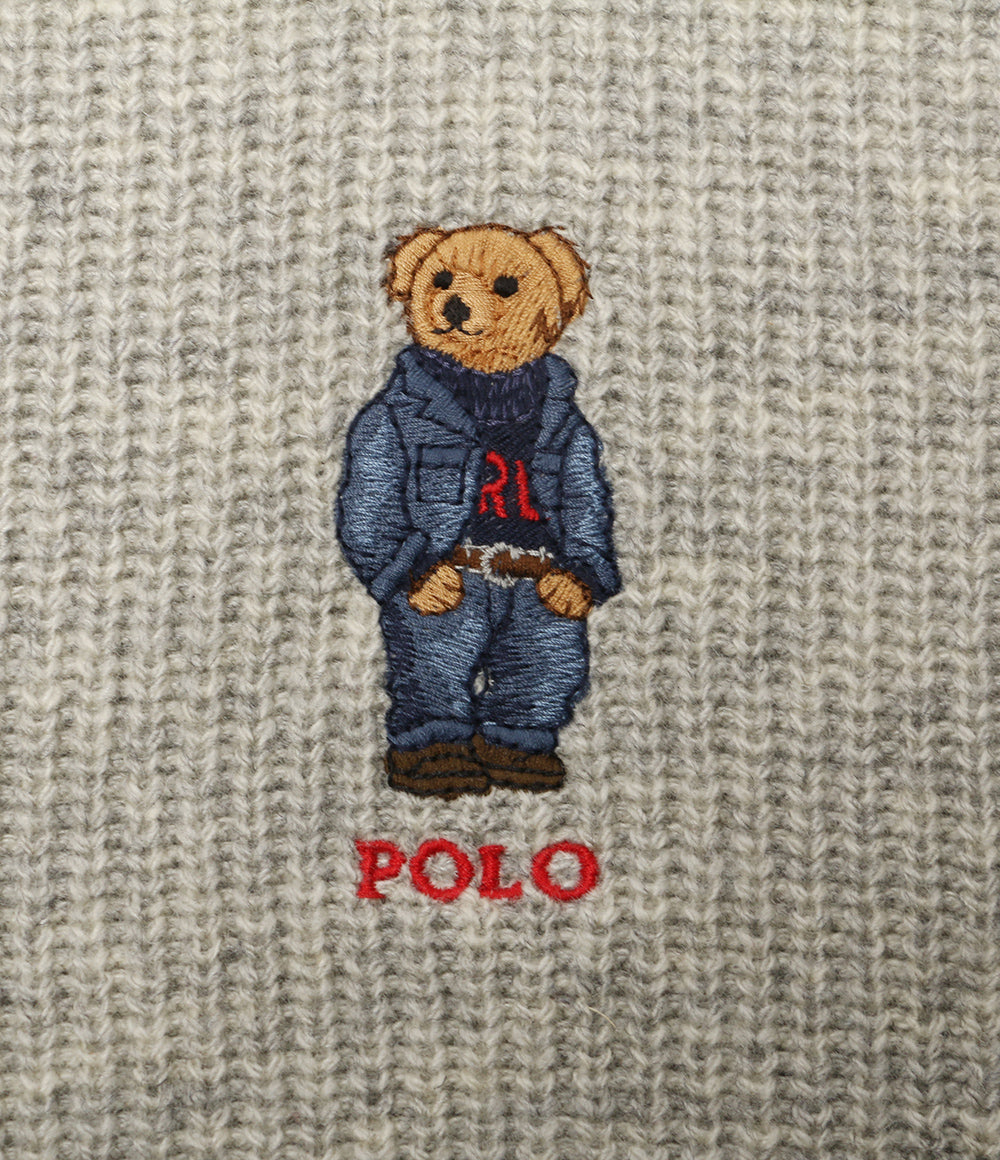 美品 POLO RALPH LAUREN ポロベア ニット マフラー ヘザーグレー メンズ ポロ・ラルフローレン