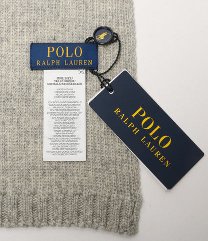 美品 POLO RALPH LAUREN ポロベア ニット マフラー ヘザーグレー メンズ ポロ・ラルフローレン