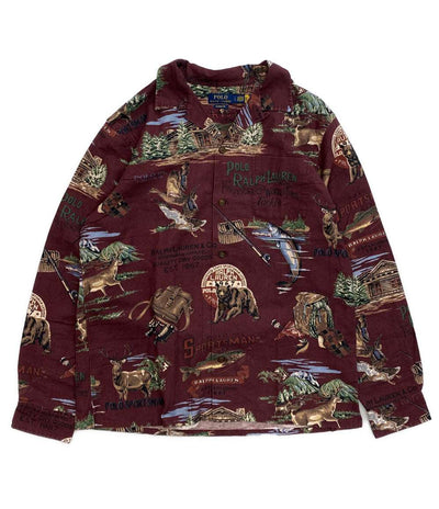 美品 POLO RALPH LAUREN 長袖シャツ POLO SPORTSMAN キャンプシャツ バーガン メンズ SIZE L ポロ・ラルフローレン