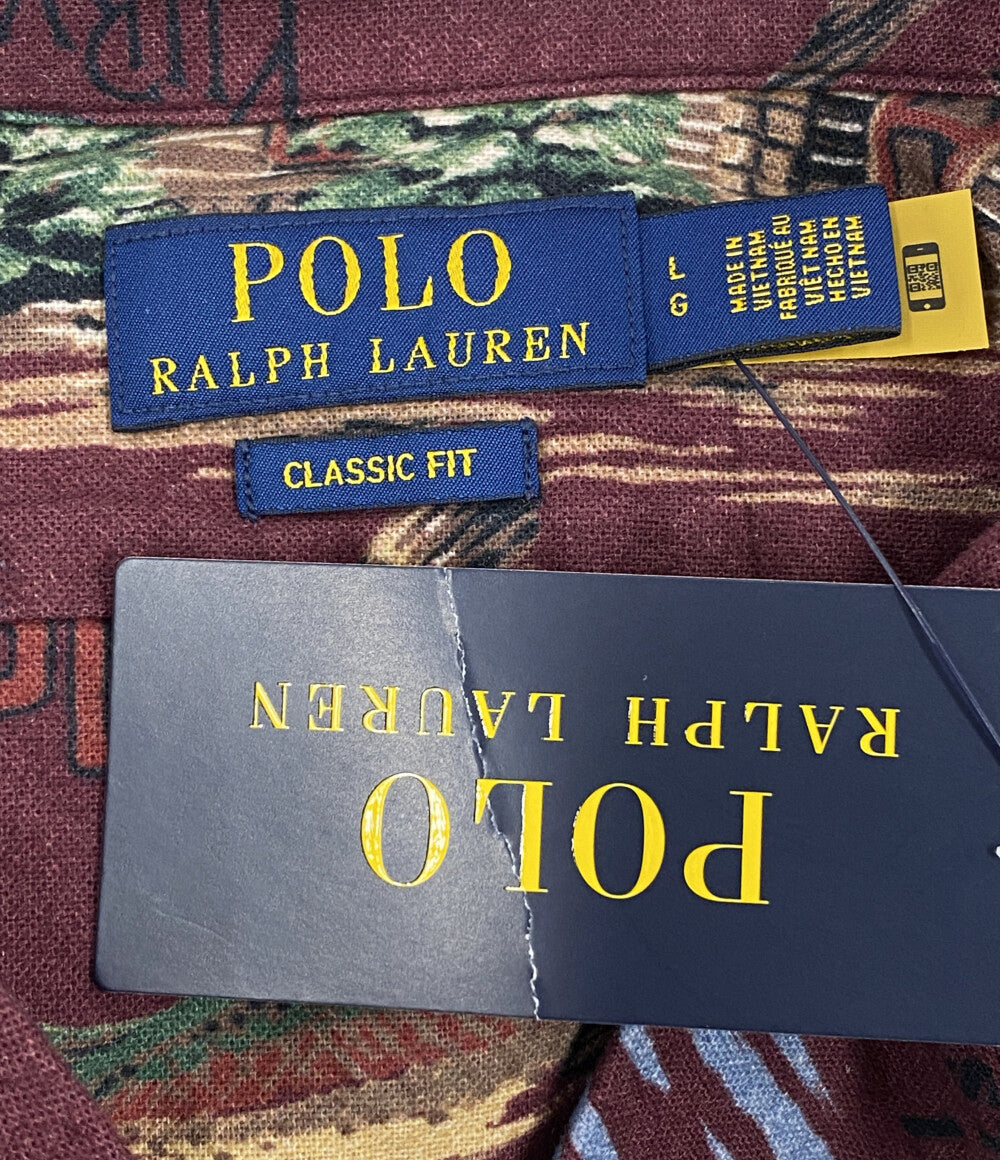 美品 POLO RALPH LAUREN 長袖シャツ POLO SPORTSMAN キャンプシャツ バーガン メンズ SIZE L ポロ・ラルフローレン