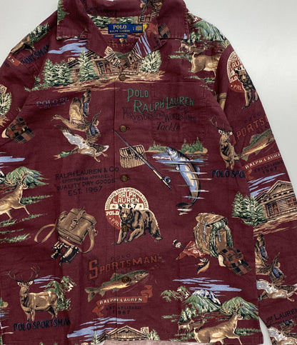 美品 POLO RALPH LAUREN 長袖シャツ POLO SPORTSMAN キャンプシャツ バーガン メンズ SIZE L ポロ・ラルフローレン