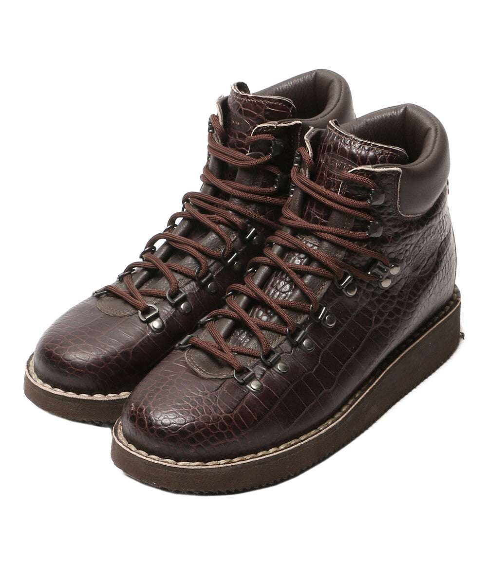 美品 DIEMME ブーツ マウンテン 型押しレザー ブラウン vibram イタリア製 メンズ SIZE 41 ディエッメ
