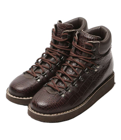 美品 DIEMME ブーツ マウンテン 型押しレザー ブラウン vibram イタリア製 メンズ SIZE 41 ディエッメ