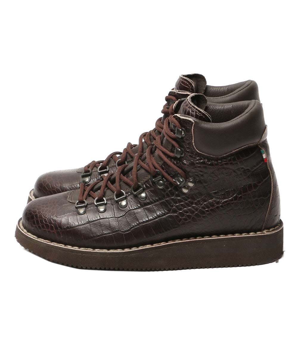 美品 DIEMME ブーツ マウンテン 型押しレザー ブラウン vibram イタリア製 メンズ SIZE 41 ディエッメ