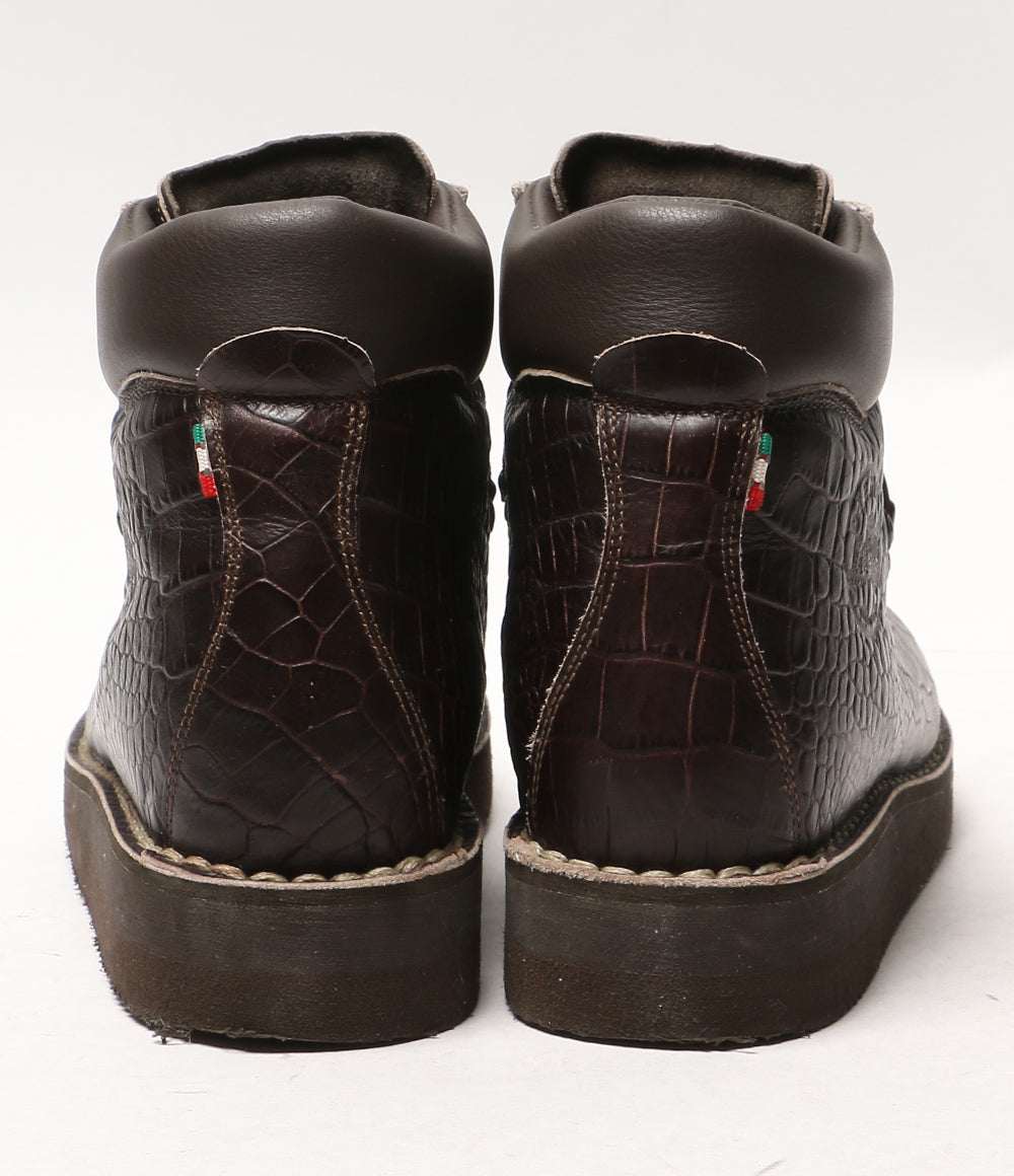 美品 DIEMME ブーツ マウンテン 型押しレザー ブラウン vibram イタリア製 メンズ SIZE 41 ディエッメ
