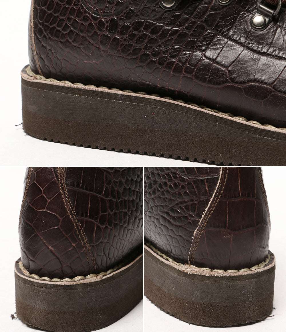 美品 DIEMME ブーツ マウンテン 型押しレザー ブラウン vibram イタリア製 メンズ SIZE 41 ディエッメ