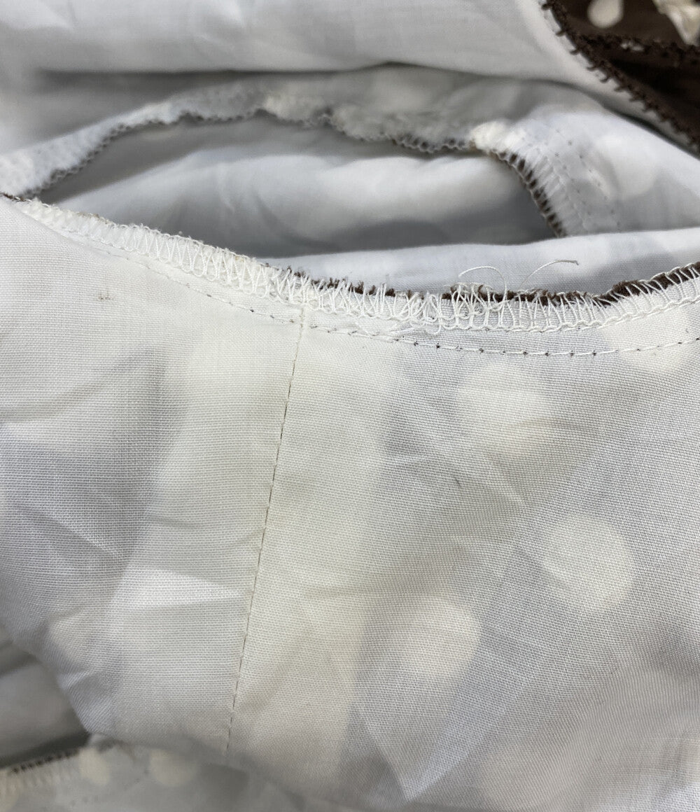 INGEBORG 半袖ワンピース ブラウン ドット柄 花柄 レディース SIZE M インゲボルグ