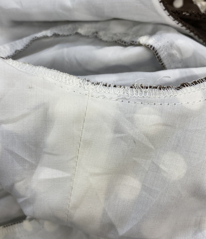 INGEBORG 半袖ワンピース ブラウン ドット柄 花柄 レディース SIZE M インゲボルグ