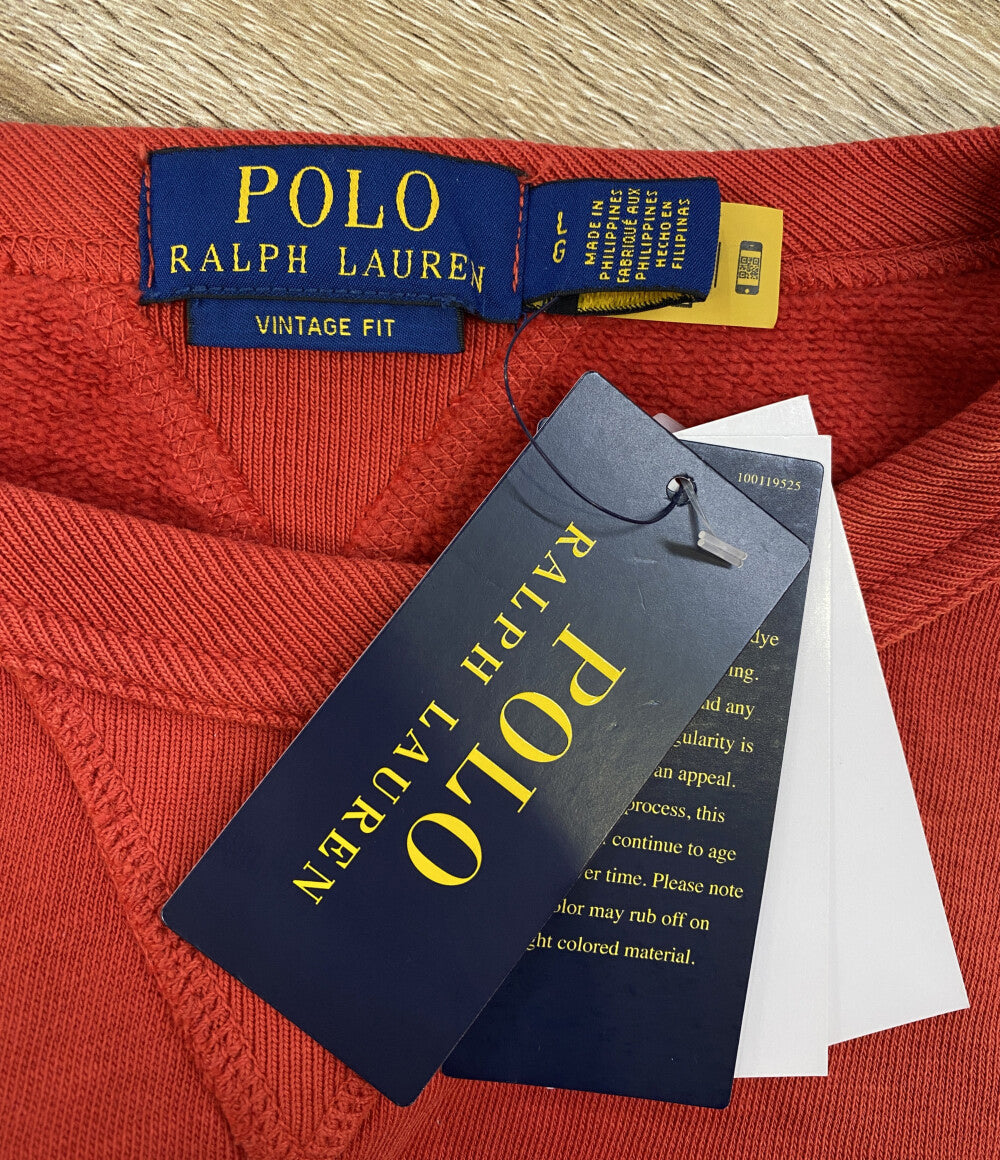 美品 POLO RALPH LAUREN スウェット VINTAGE FIT FLEECE GRAPHIC SWEAT RED メンズ SIZE L ポロ・ラルフローレン