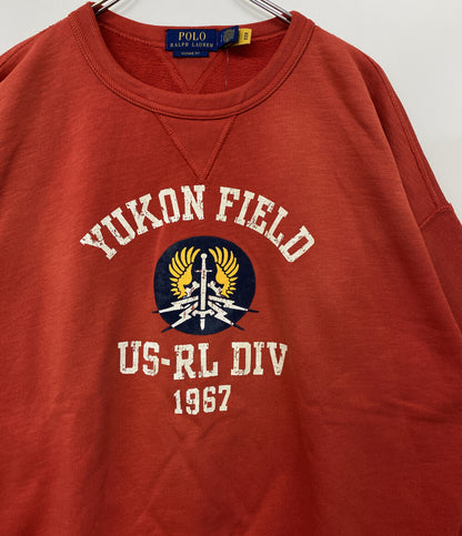 美品 POLO RALPH LAUREN スウェット VINTAGE FIT FLEECE GRAPHIC SWEAT RED メンズ SIZE L ポロ・ラルフローレン