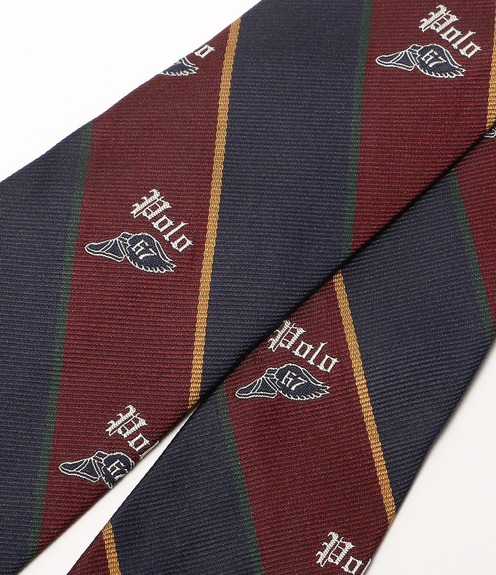 美品 POLO RALPH LAUREN ネクタイ ヴィンテージインスパイアード ストライプド POLOロゴ メンズ ポロ・ラルフローレン