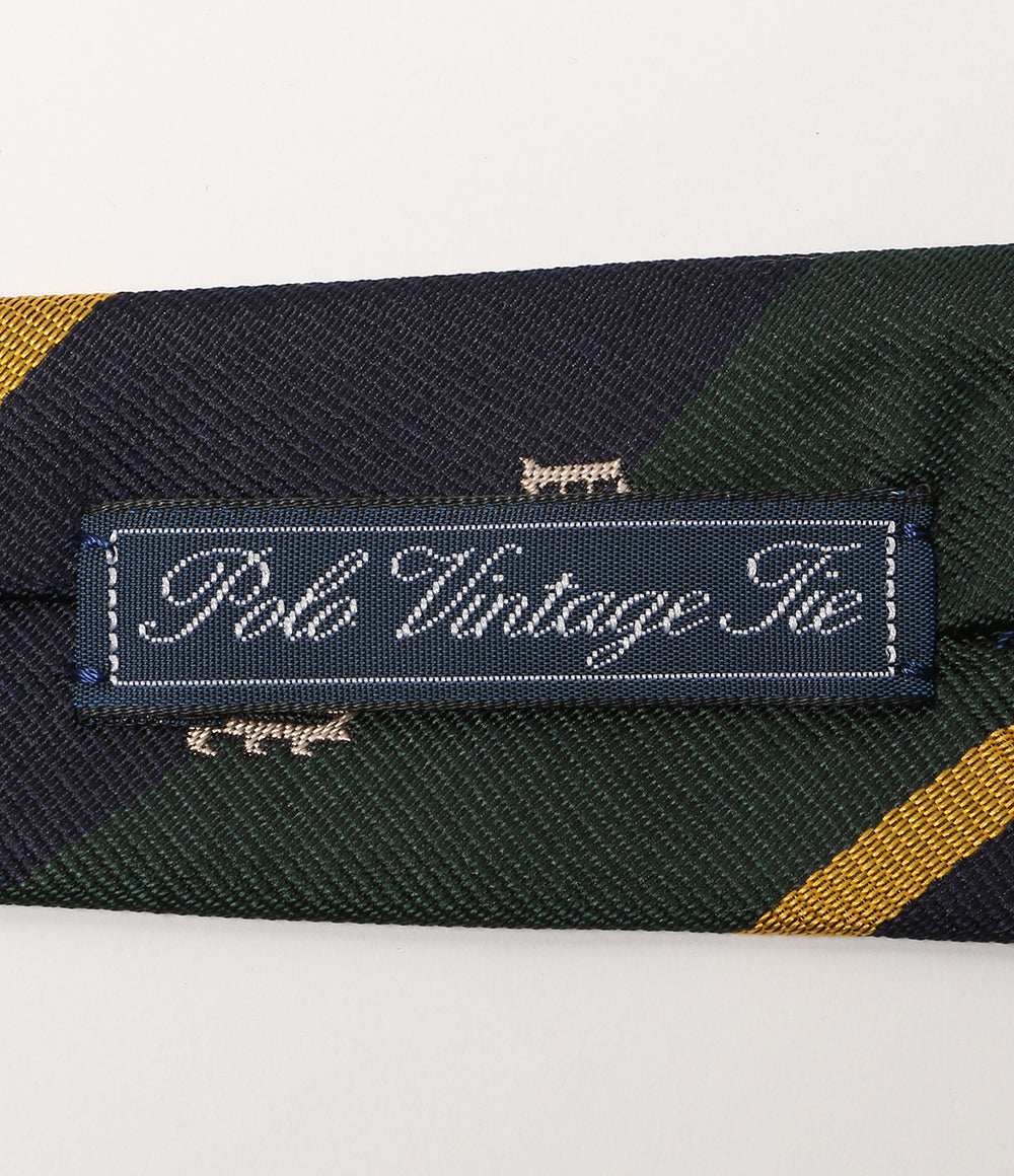 美品 POLO RALPH LAUREN ネクタイ ヴィンテージインスパイアード ストライプド Pロゴ メンズ ポロ・ラルフローレン
