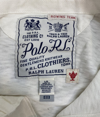 美品 POLO RALPH LAUREN 長袖ポロシャツ CLASSIC FIT JERSEY GRAPHIC RUGBY WHITE メンズ SIZE L ポロ・ラルフローレン