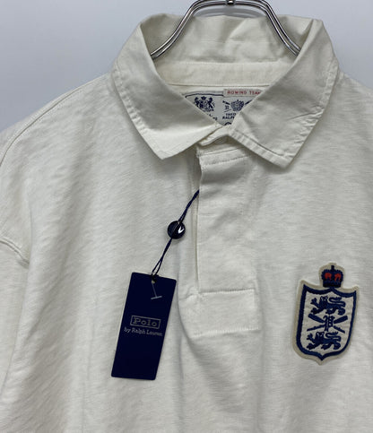 美品 POLO RALPH LAUREN 長袖ポロシャツ CLASSIC FIT JERSEY GRAPHIC RUGBY WHITE メンズ SIZE L ポロ・ラルフローレン