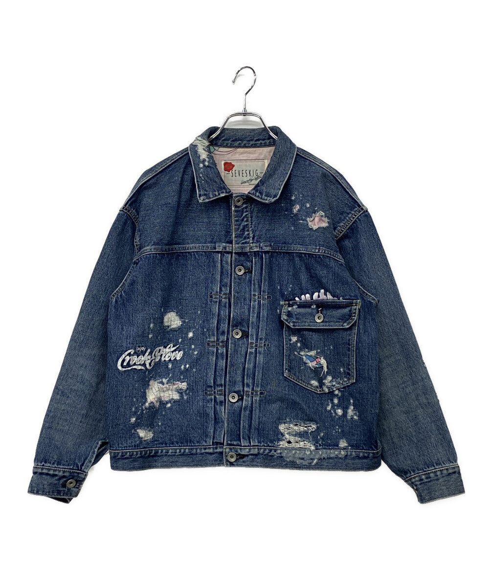 AURALEE デニムジャケット 23SS ソーピング シワ ブリーチ 雷柄 色落ち
