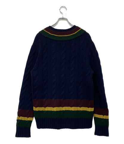POLO RALPH LAUREN Vネックニット CABLE KNIT WOOL CASHMERE CRICKET メンズ SIZE L ポロ・ラルフローレン