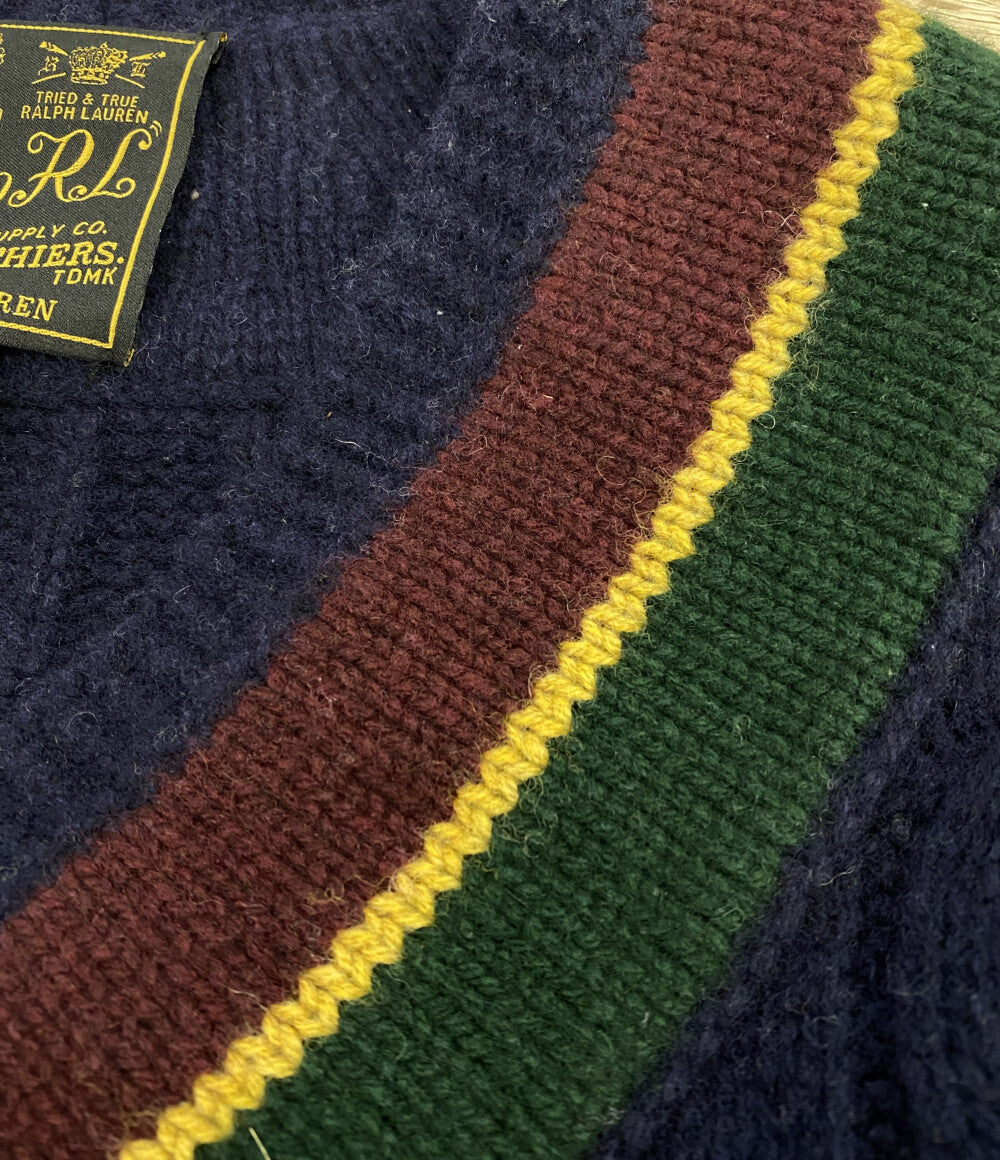 POLO RALPH LAUREN Vネックニット CABLE KNIT WOOL CASHMERE CRICKET メンズ SIZE L ポロ・ラルフローレン