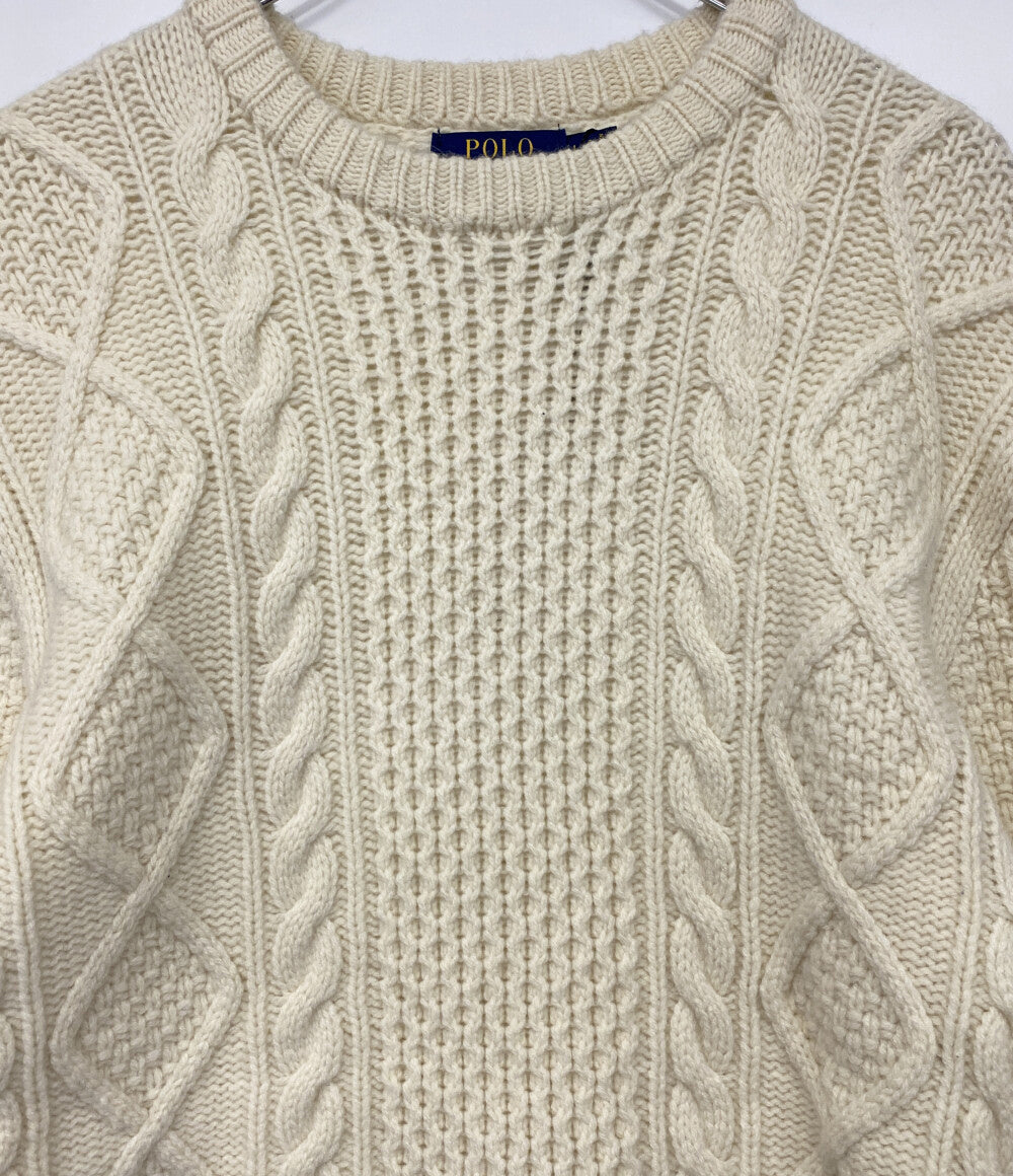 美品 POLO RALPH LAUREN ケーブルニット セーター カシミア混 オフホワイト メンズ SIZE L ポロ・ラルフローレン