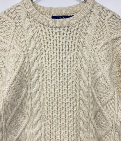 美品 POLO RALPH LAUREN ケーブルニット セーター カシミア混 オフホワイト メンズ SIZE L ポロ・ラルフローレン