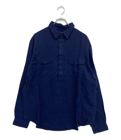 POLO RALPH LAUREN 長袖シャツ CLASSIC FIT LINEN-SILK POPOVER NAVY メンズ SIZE L ポロ・ラルフローレン