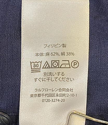 POLO RALPH LAUREN 長袖シャツ CLASSIC FIT LINEN-SILK POPOVER NAVY メンズ SIZE L ポロ・ラルフローレン