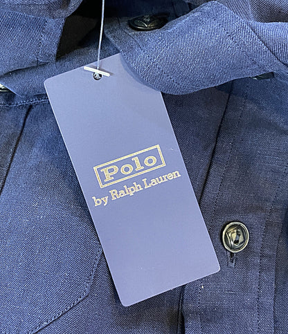 POLO RALPH LAUREN 長袖シャツ CLASSIC FIT LINEN-SILK POPOVER NAVY メンズ SIZE L ポロ・ラルフローレン