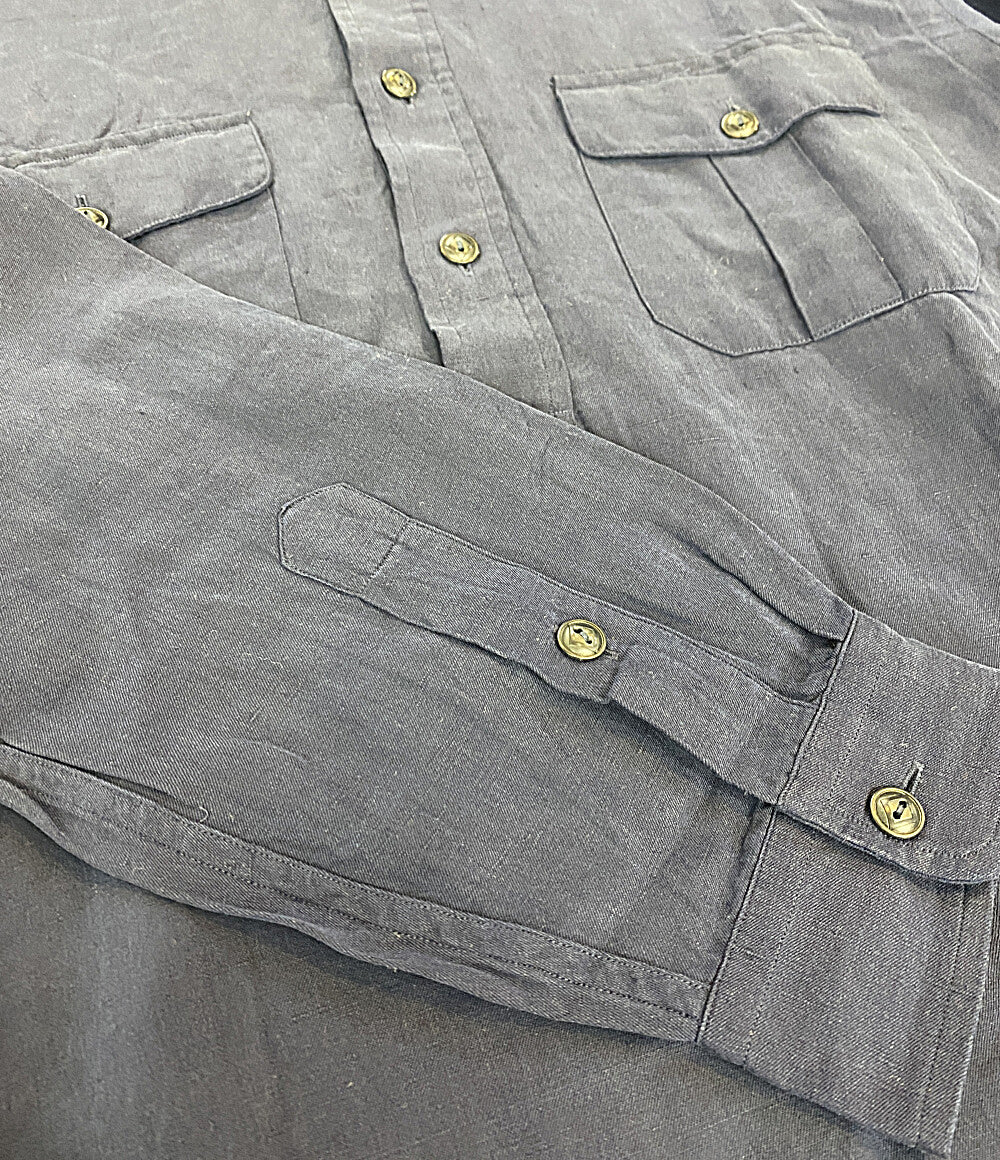 POLO RALPH LAUREN 長袖シャツ CLASSIC FIT LINEN-SILK POPOVER NAVY メンズ SIZE L ポロ・ラルフローレン