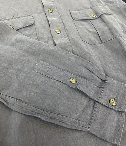 POLO RALPH LAUREN 長袖シャツ CLASSIC FIT LINEN-SILK POPOVER NAVY メンズ SIZE L ポロ・ラルフローレン