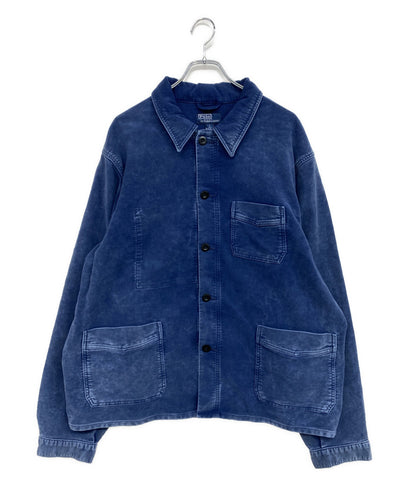 美品 POLO RALPH LAUREN カバーオール MOLESKIN UTILITY JACKET NAVY メンズ SIZE L ポロ・ラルフローレン