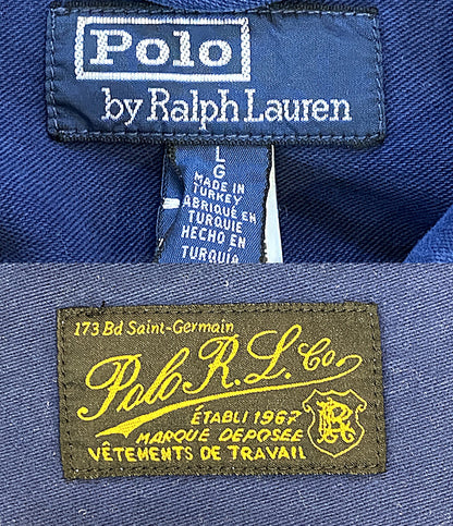 美品 POLO RALPH LAUREN カバーオール MOLESKIN UTILITY JACKET NAVY メンズ SIZE L ポロ・ラルフローレン