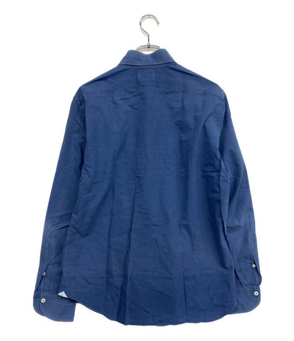 GIANNETTO 長袖シャツ ホリゾンタルタイ ブルー イタリア製 メンズ SIZE 42 ジャンネット