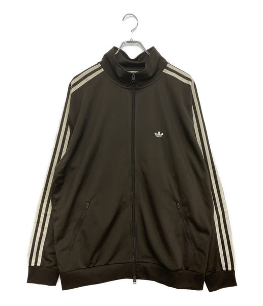 アディダス トラックジャケット ブラウン系 トレフォイル デカロゴ L 美品 adidas トラックジャケット ブラウン レディース SIZE L