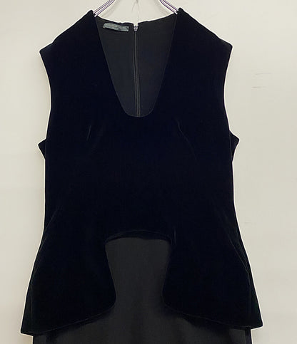 Alexander Mcqueen ベロア ノースリーブ ドレス ブラック ベルベット 2011 レディース SIZE 42 アレキサンダーマックイーン
