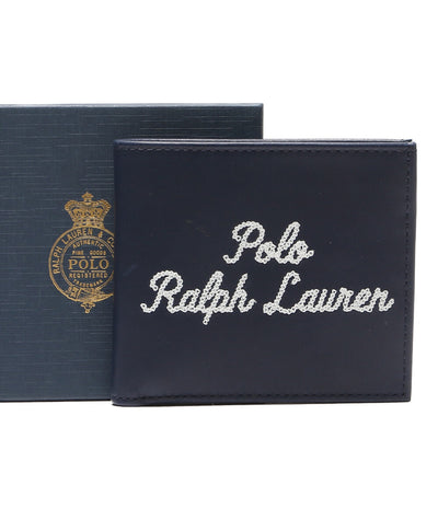 POLO RALPH LAUREN 二つ折り財布 エンブロイダリー レザー ネイビー メンズ ポロ・ラルフローレン
